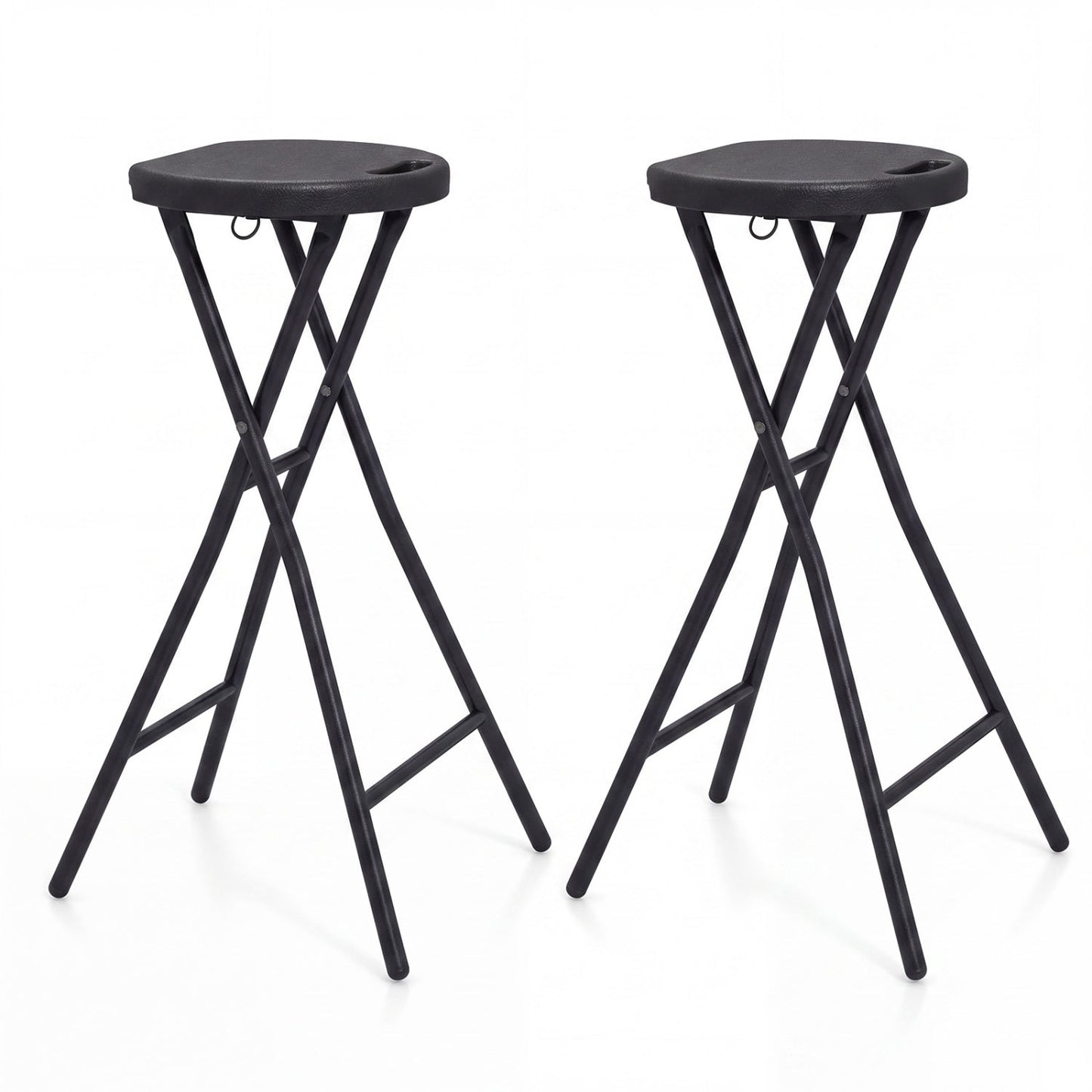 Folding Bar Stool Set of 2 - 27.5" Height with Carry Handle