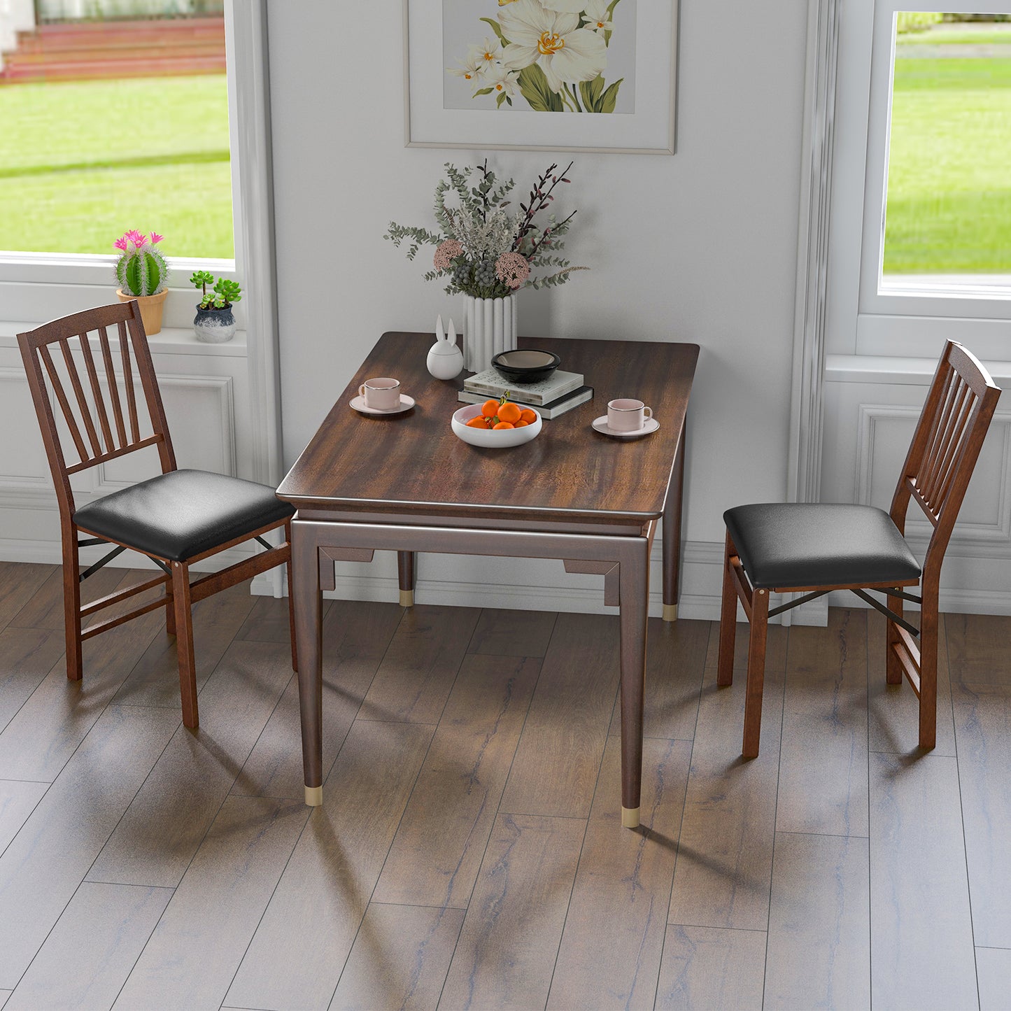 Folding Dining Chairs Set of 2 with Padded Seat