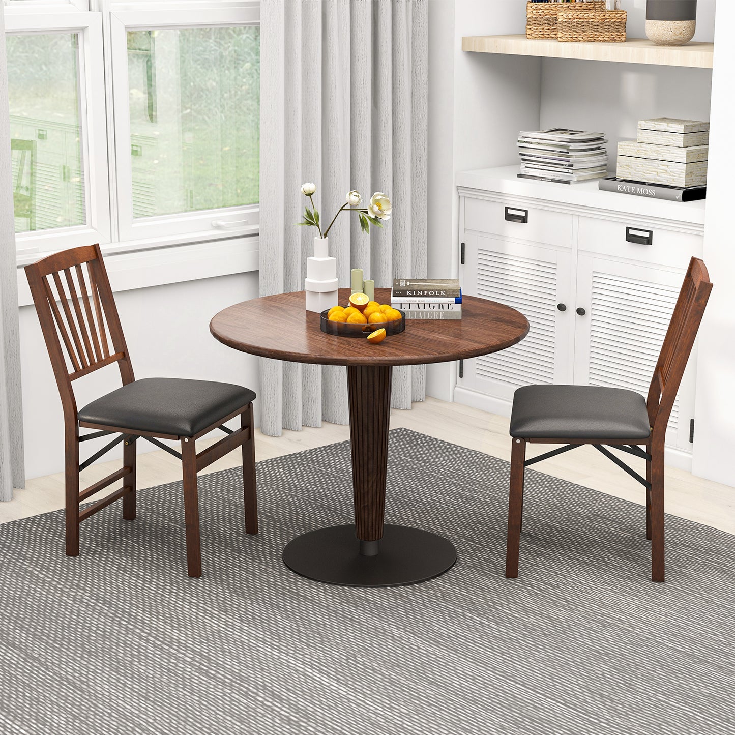 Folding Dining Chairs Set of 2 with Padded Seat