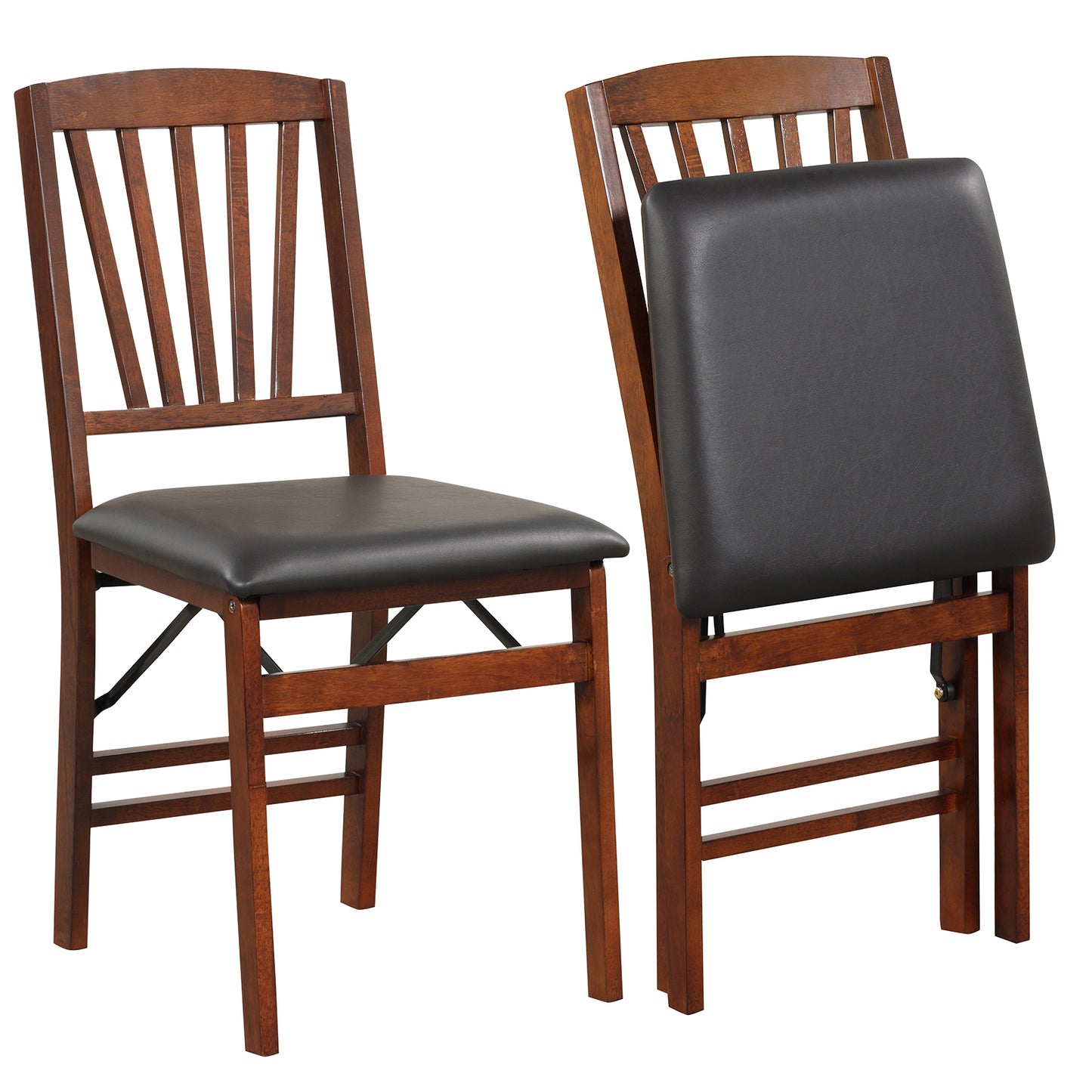 Folding Dining Chairs Set of 2 with Padded Seat