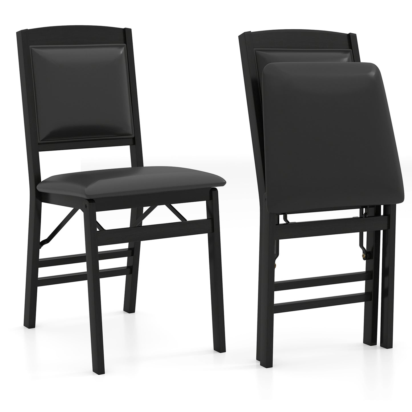 Folding Dining Chairs Set of 2 with Padded Seat