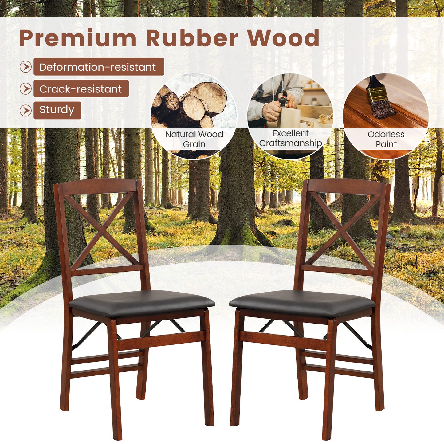 Folding Dining Chairs Set of 2 with 400 LBS Capacity