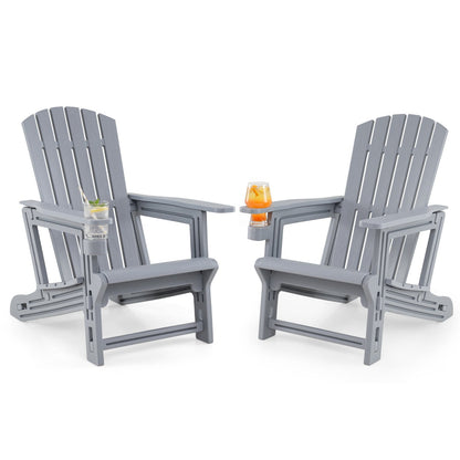 Adirondack Chairs Set of 2 HDPE with Cup Holders