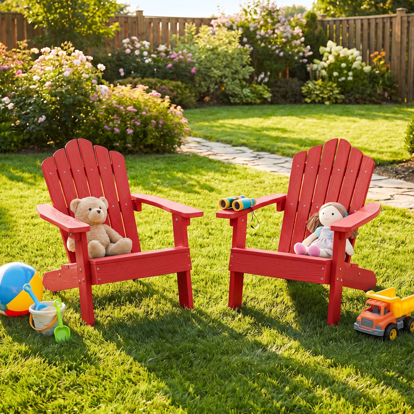 Kids Adirondack Chairs Set of 2 with High Backrest