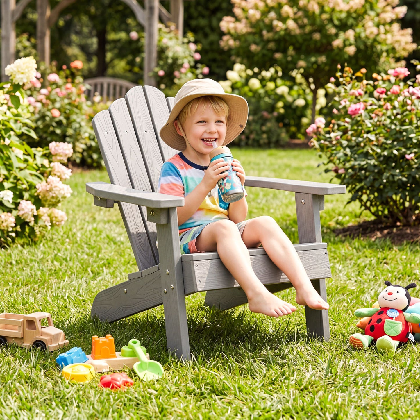 Kids Adirondack Chairs Set of 2 with High Backrest