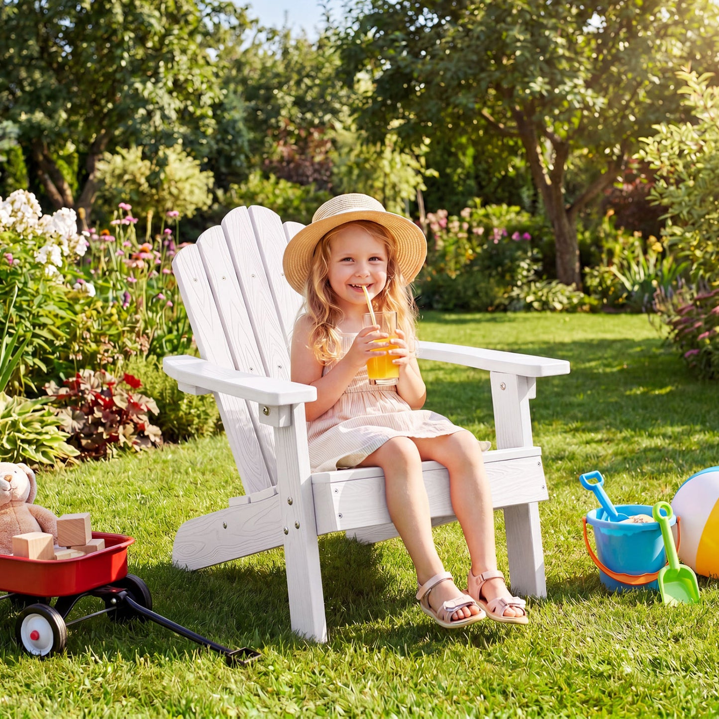 Kids Adirondack Chairs Set of 2 with High Backrest