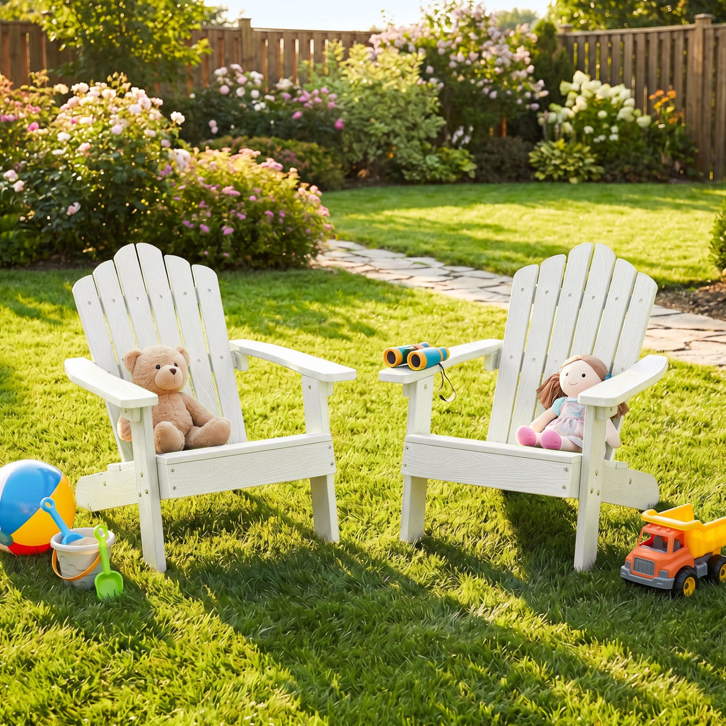 Kids Adirondack Chairs Set of 2 with High Backrest