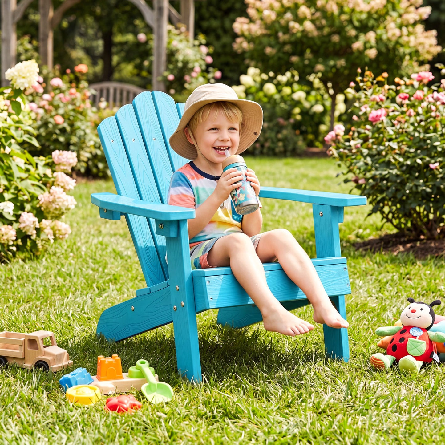 Kids Adirondack Chairs Set of 2 with High Backrest