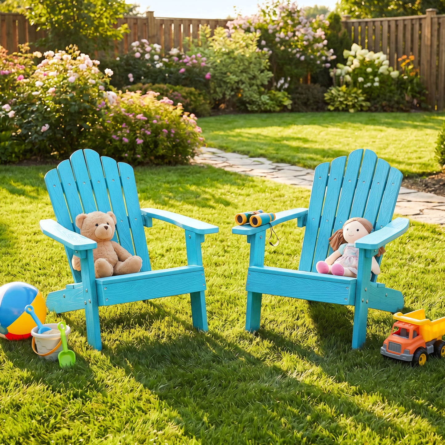 Kids Adirondack Chairs Set of 2 with High Backrest