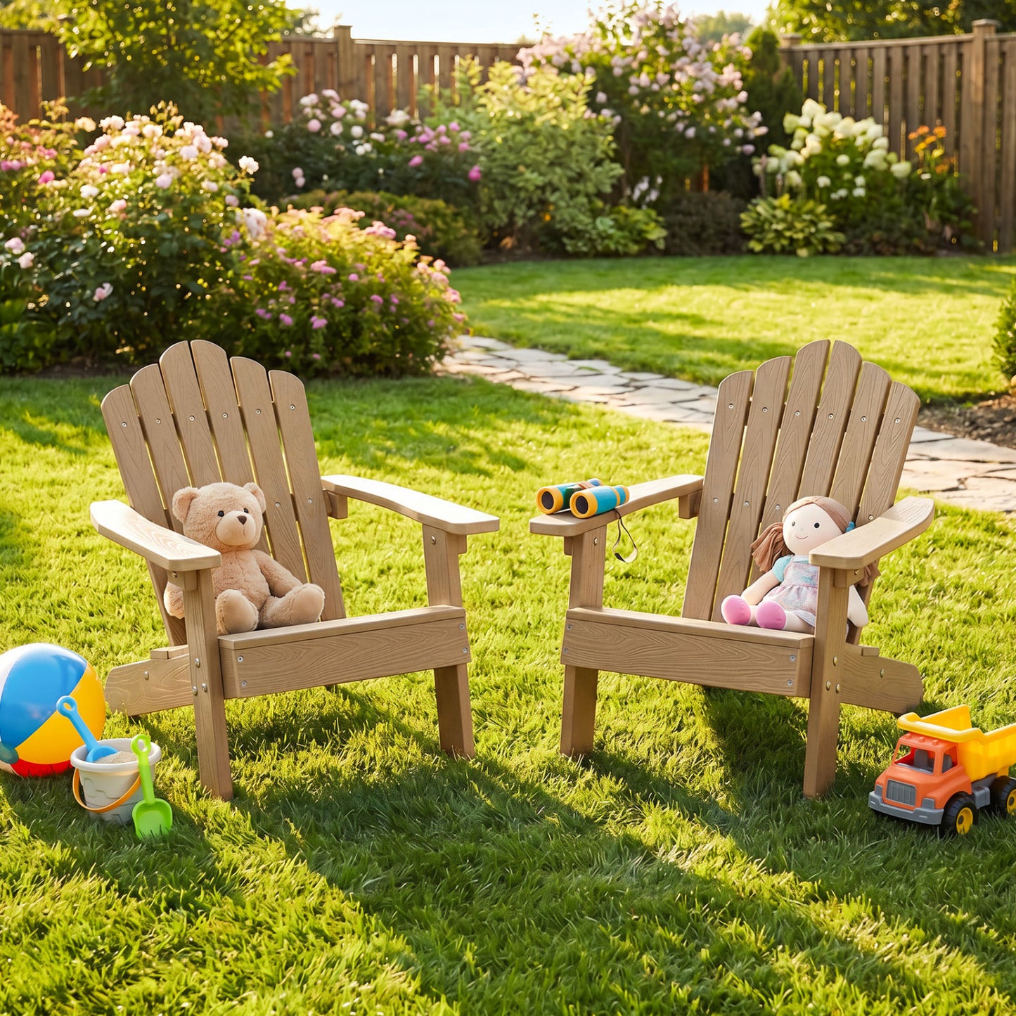 Kids Adirondack Chairs Set of 2 with High Backrest