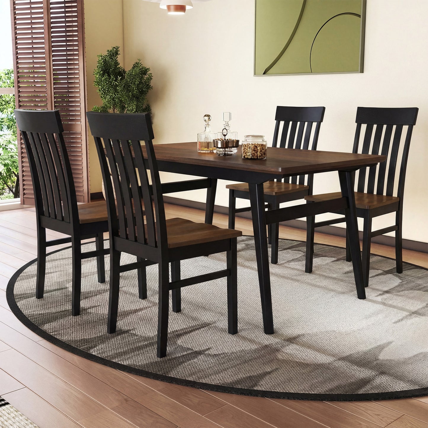 Dining Chairs with Slatted High Backrest, Set of 2