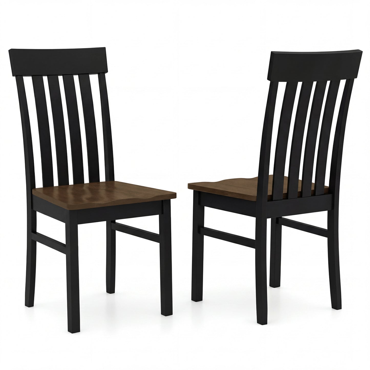 Dining Chairs with Slatted High Backrest, Set of 2