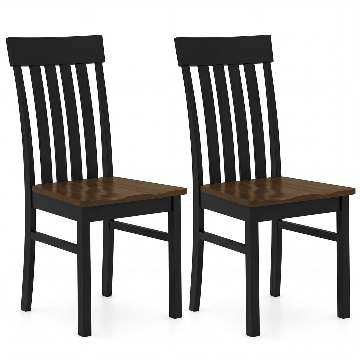 Dining Chairs with Slatted High Backrest, Set of 2