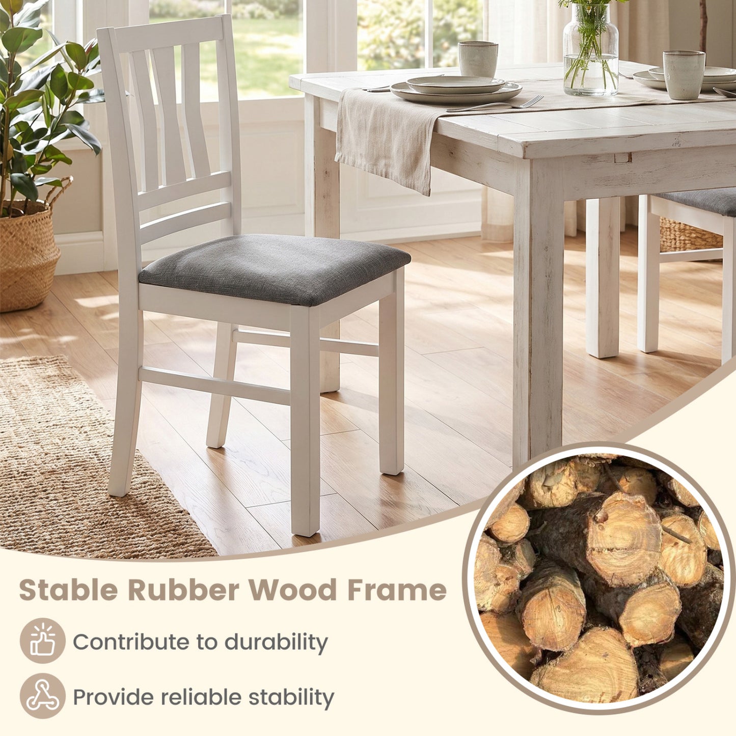 Upholstered Dining Chairs Set of 2 with Wood Frame