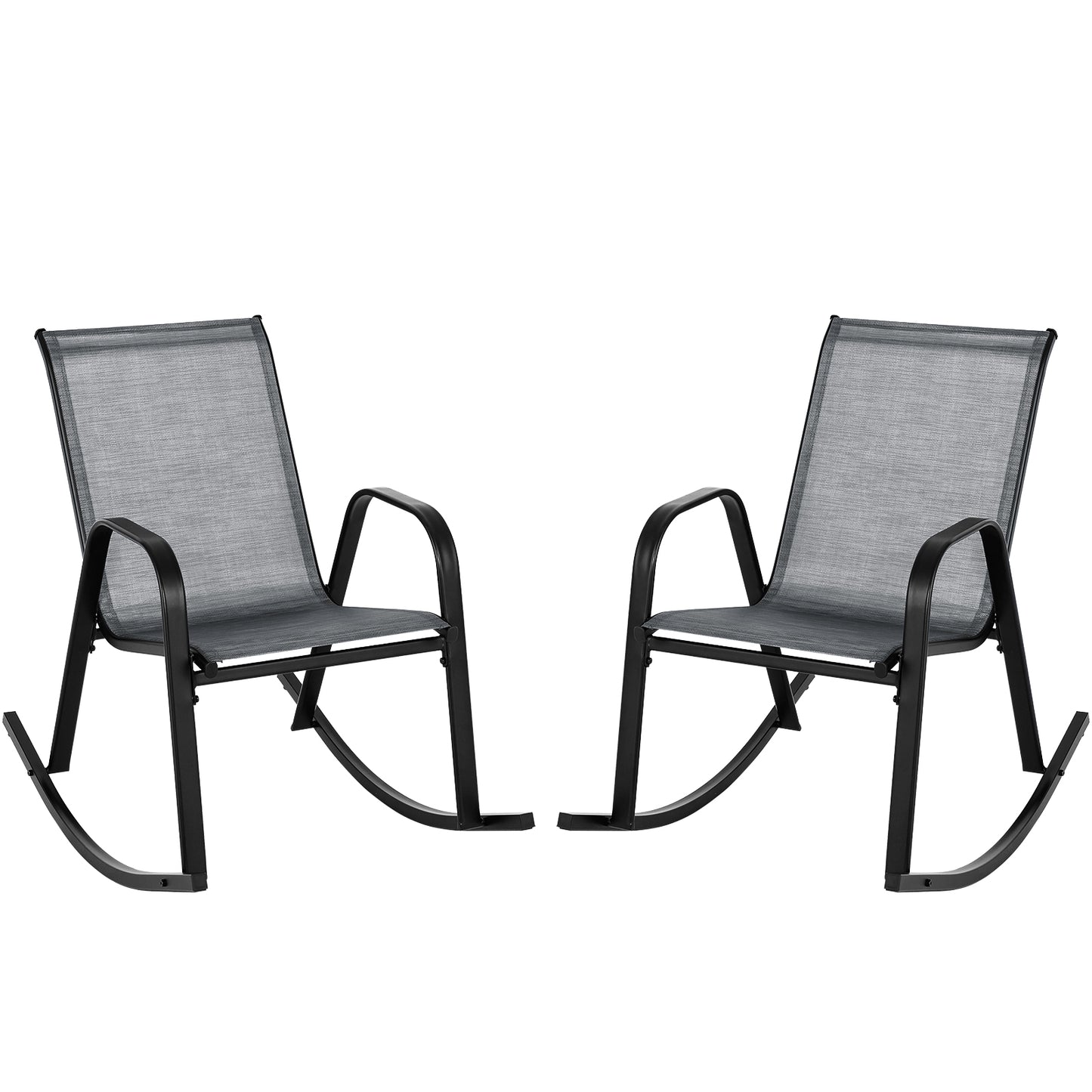 Metal Patio Rocking Chairs Set of 2 with Breathable Fabric