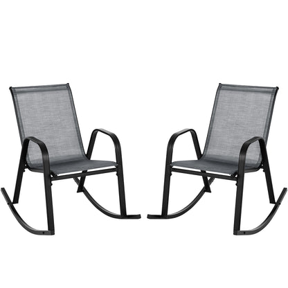 Metal Patio Rocking Chairs Set of 2 with Breathable Fabric
