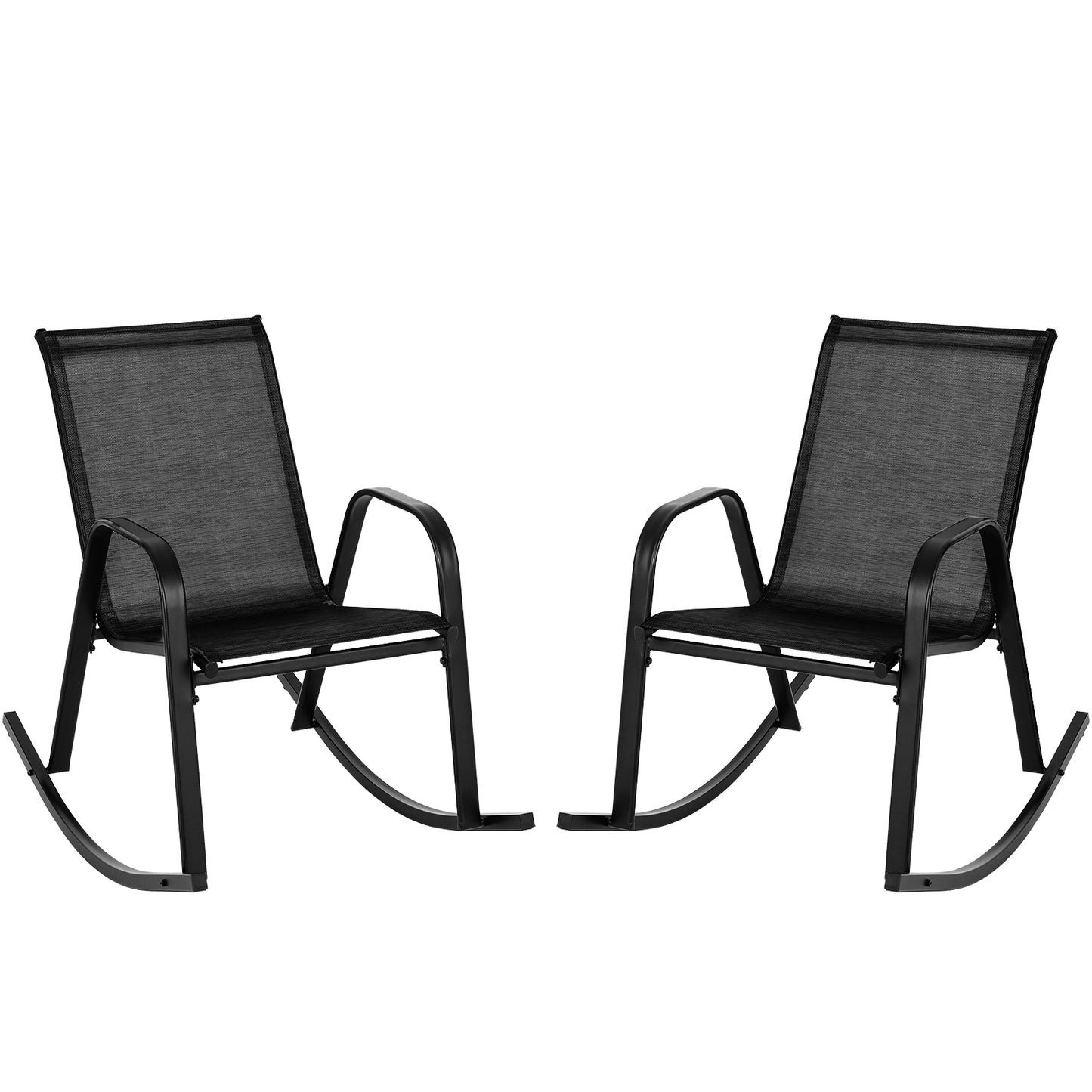 Metal Patio Rocking Chairs Set of 2 with Breathable Fabric
