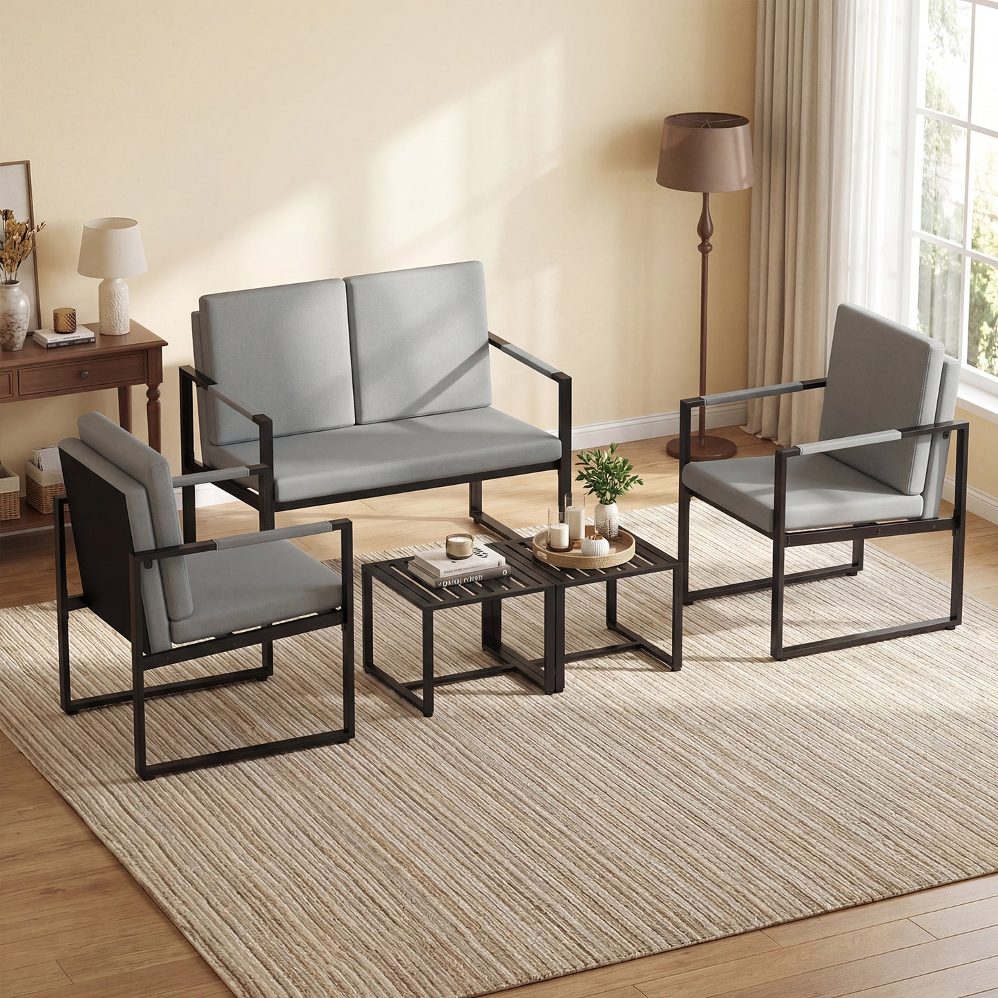 Mid Century Modern Accent Chairs Set of 2 with Cushions