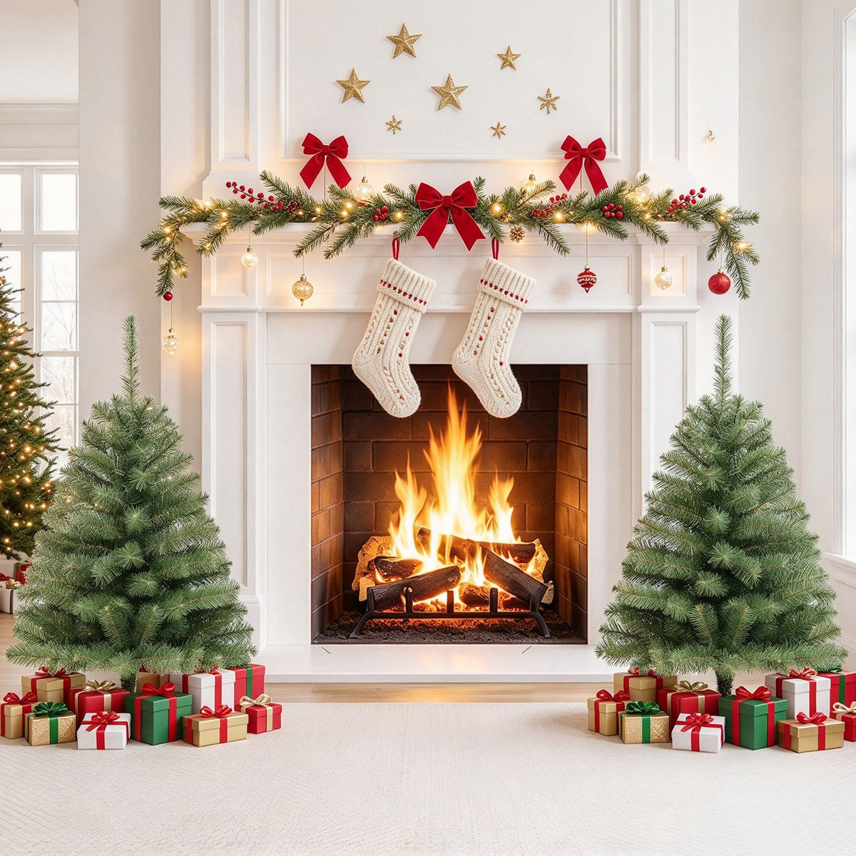 Set of 2 Mini Tabletop Christmas Tree with 113 Green PVC Branch Tips-3 FT
