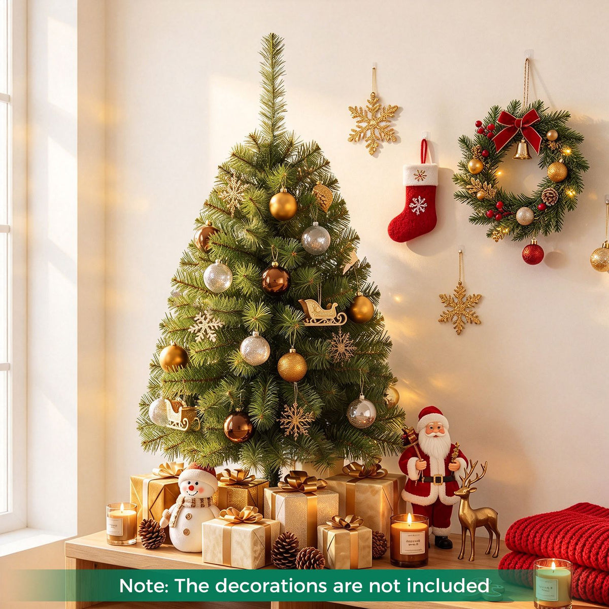 Set of 2 Mini Tabletop Christmas Tree with 113 Green PVC Branch Tips-3 FT