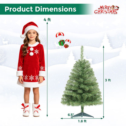Set of 2 Mini Tabletop Christmas Tree with 113 Green PVC Branch Tips-3 FT