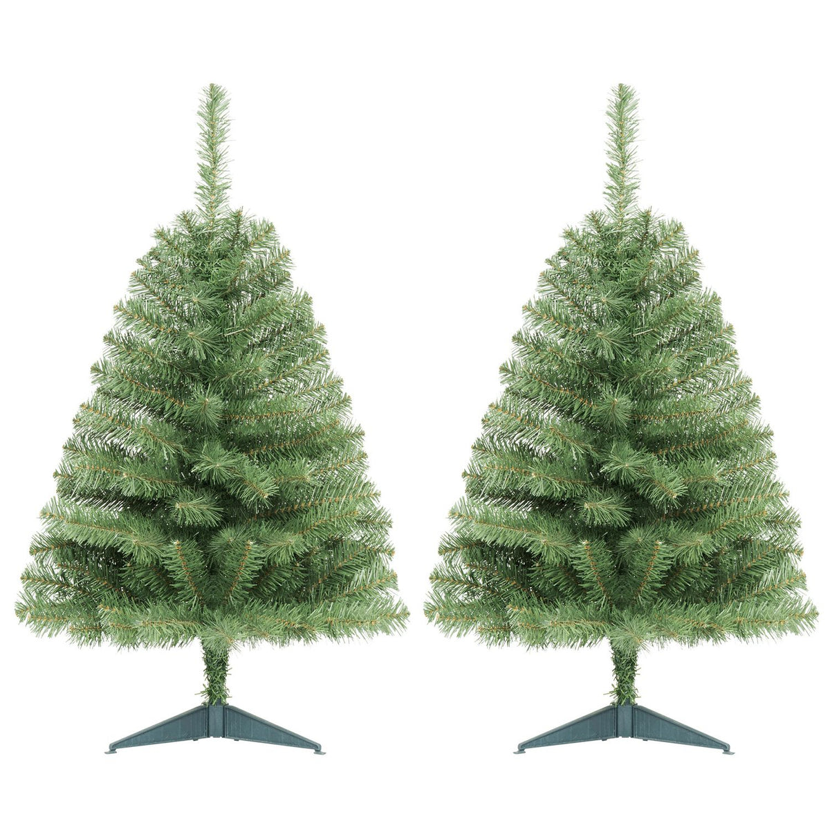 Set of 2 Mini Tabletop Christmas Tree with 113 Green PVC Branch Tips-3 FT
