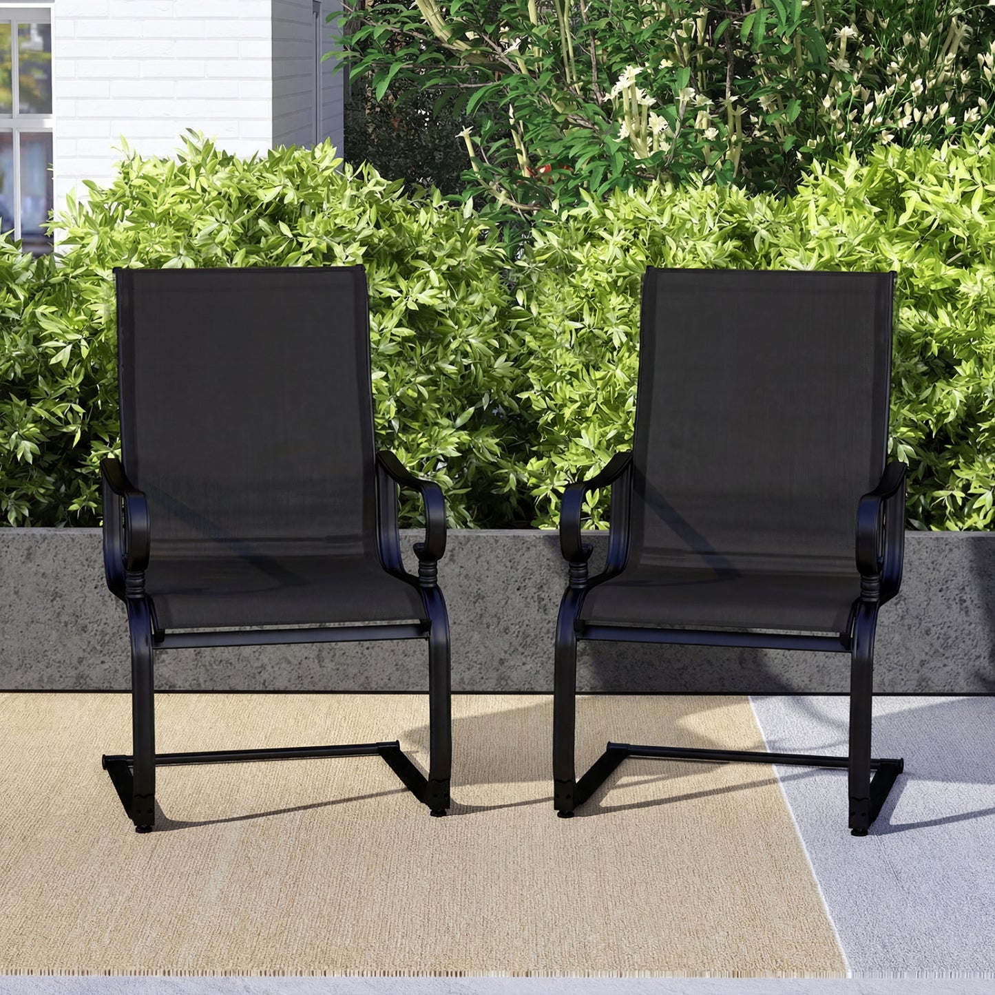 Rocking Patio Dining Chairs Set of 2 with Breathable Fabric