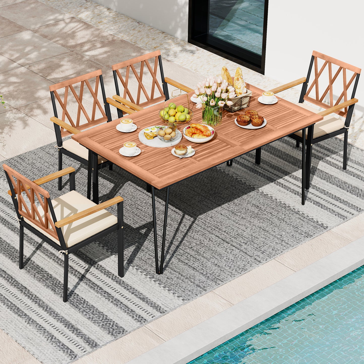 Patio Dining Chairs Set of 2 with Removable Cushions