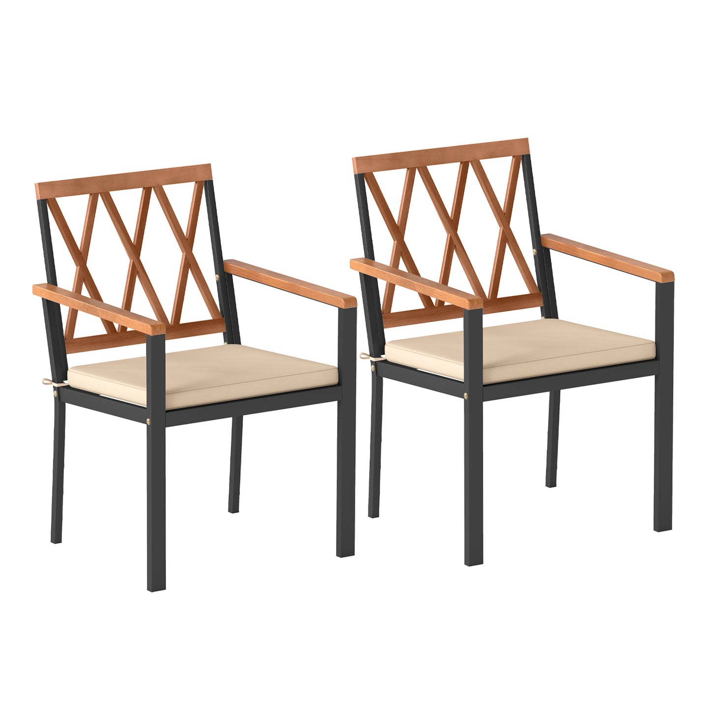 Patio Dining Chairs Set of 2 with Removable Cushions
