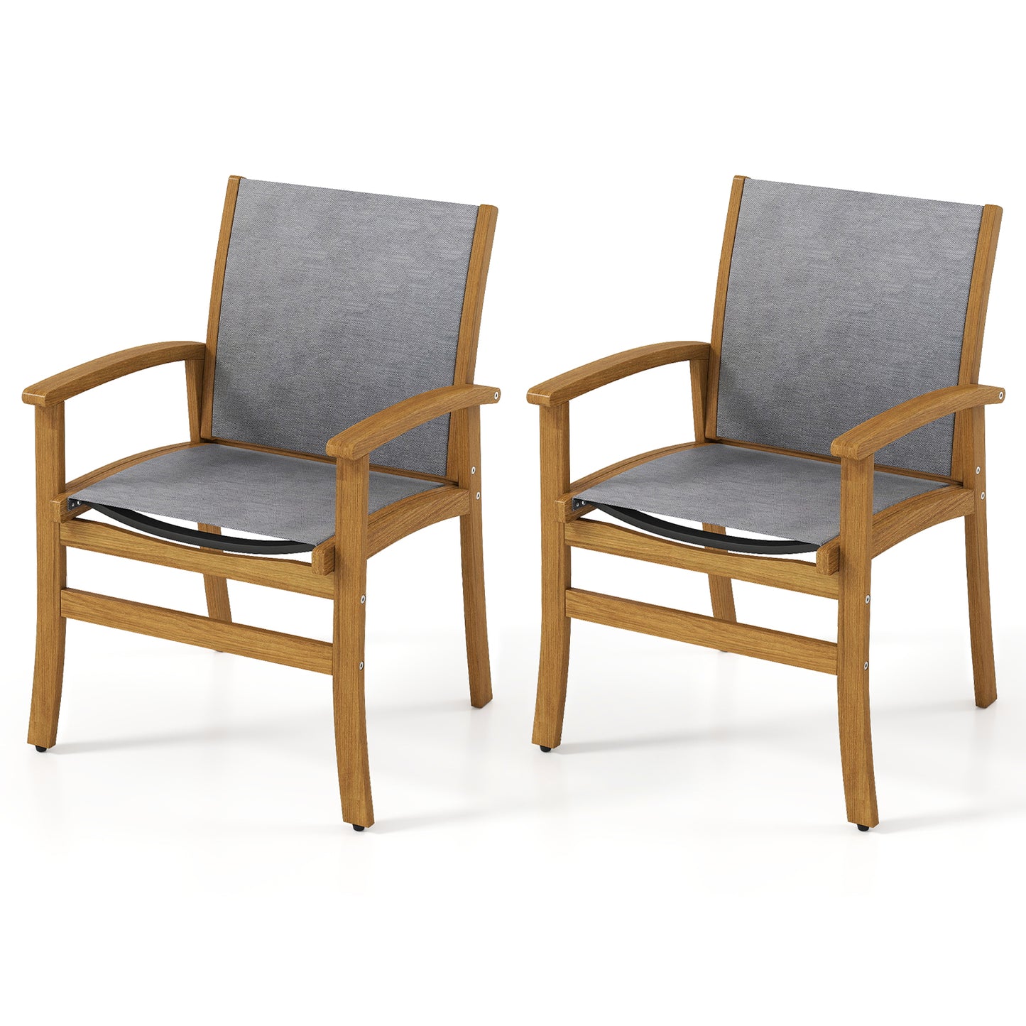 Patio Dining Chairs Set of 2 with Acacia Wood Frame