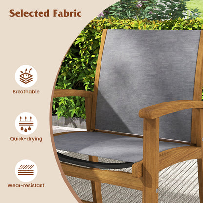 Patio Dining Chairs Set of 2 with Acacia Wood Frame