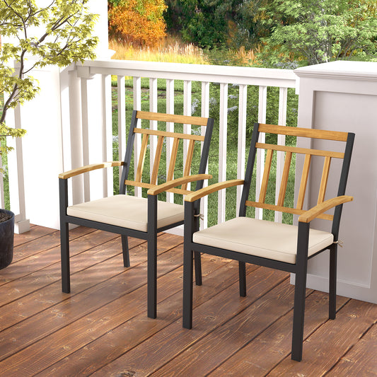 Patio Dining Chairs Set of 2 with Removable Cushions
