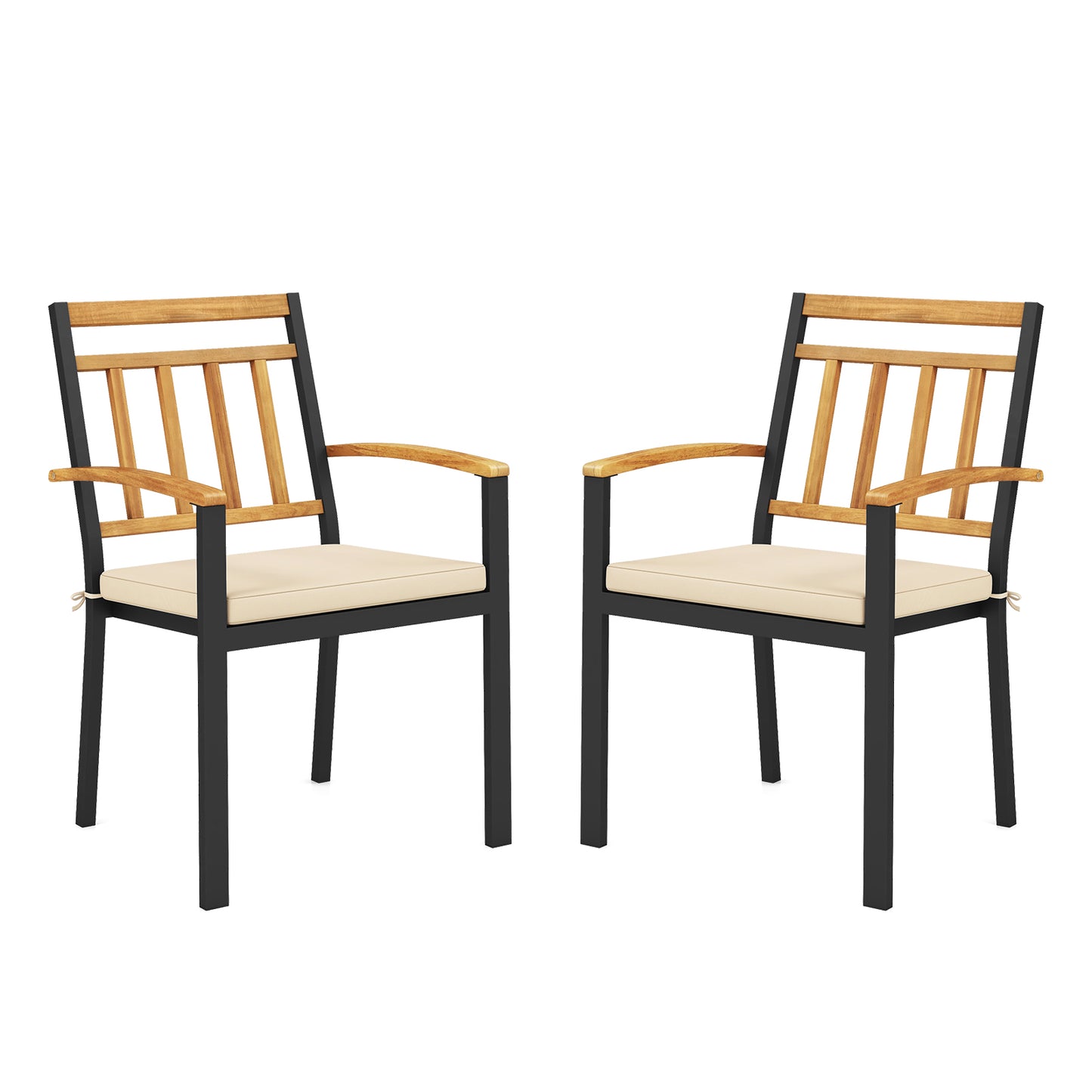 Patio Dining Chairs Set of 2 with Removable Cushions