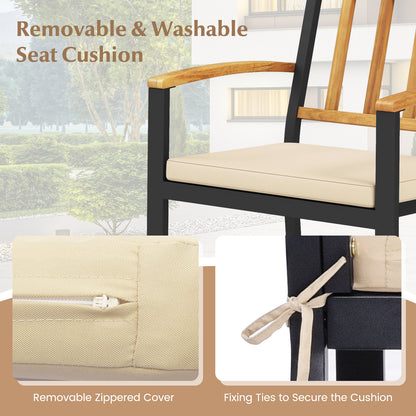 Patio Dining Chairs Set of 2 with Removable Cushions