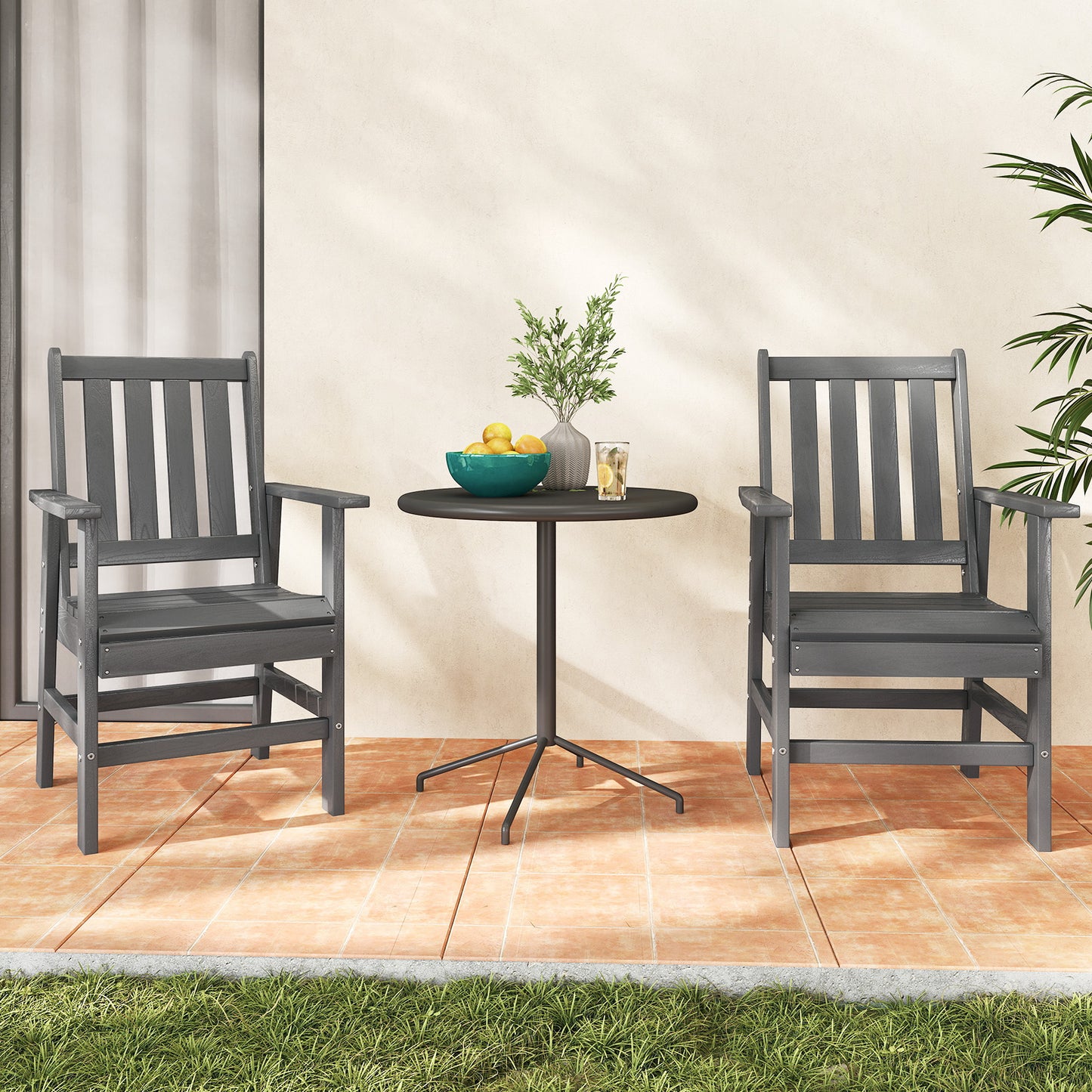 Patio Dining Chairs with Wide Armrests, Set of 2