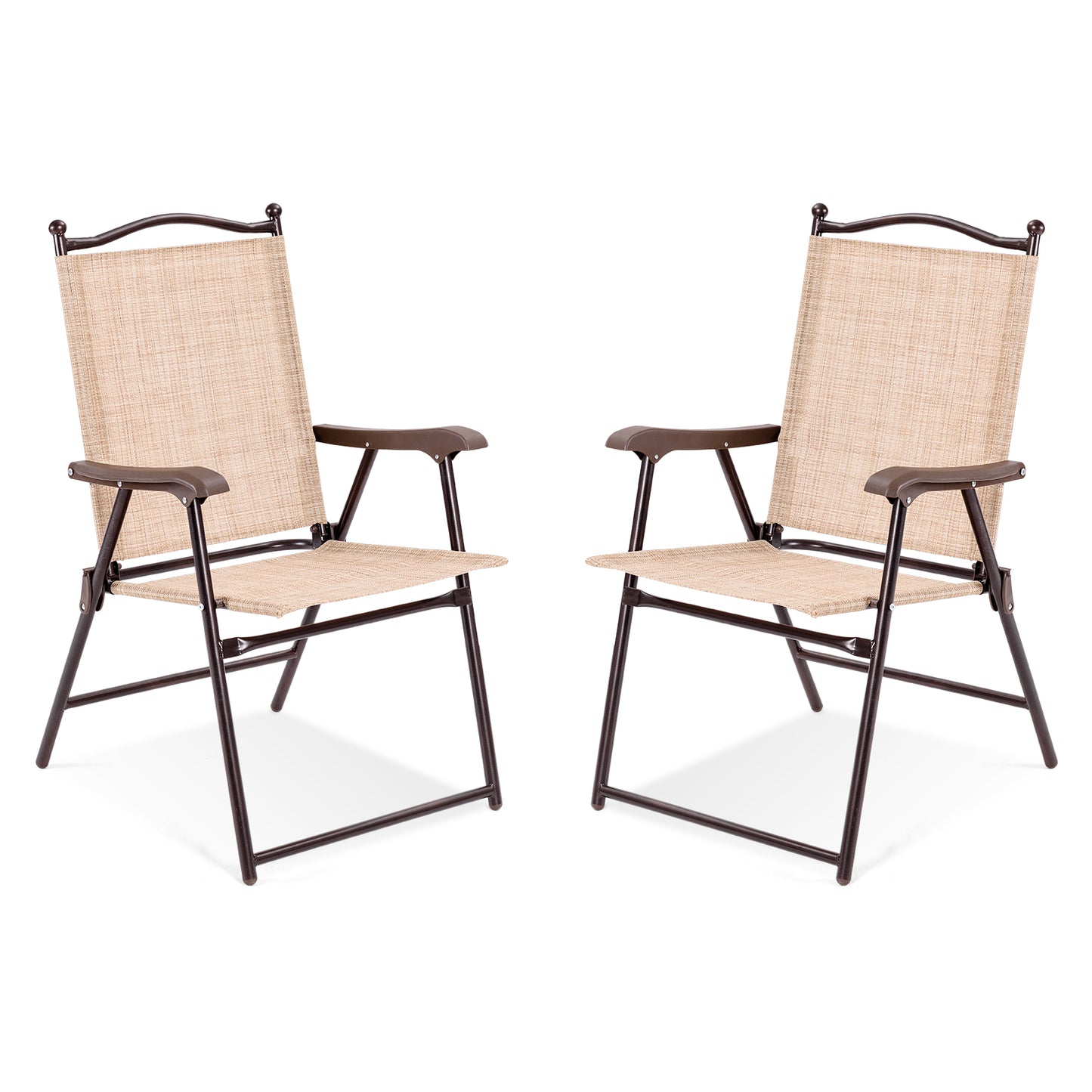 Folding Sling Back Patio Chairs Set of 2