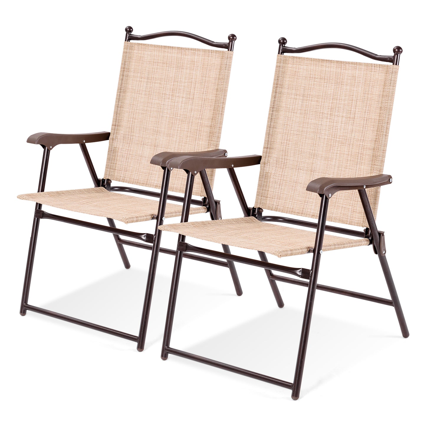 Folding Sling Back Patio Chairs Set of 2