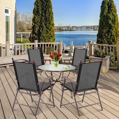 Folding Sling Back Patio Chairs Set of 2