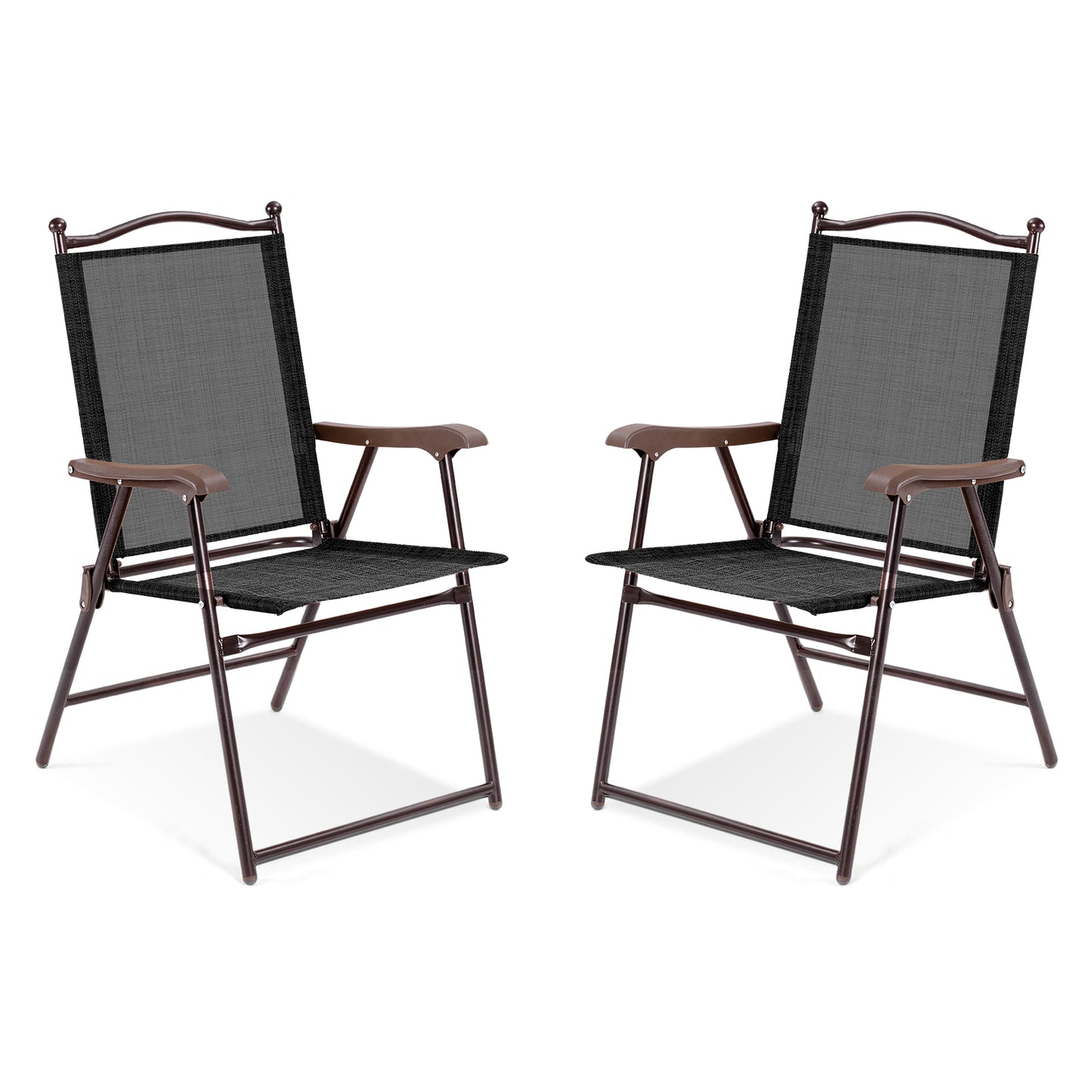 Folding Sling Back Patio Chairs Set of 2