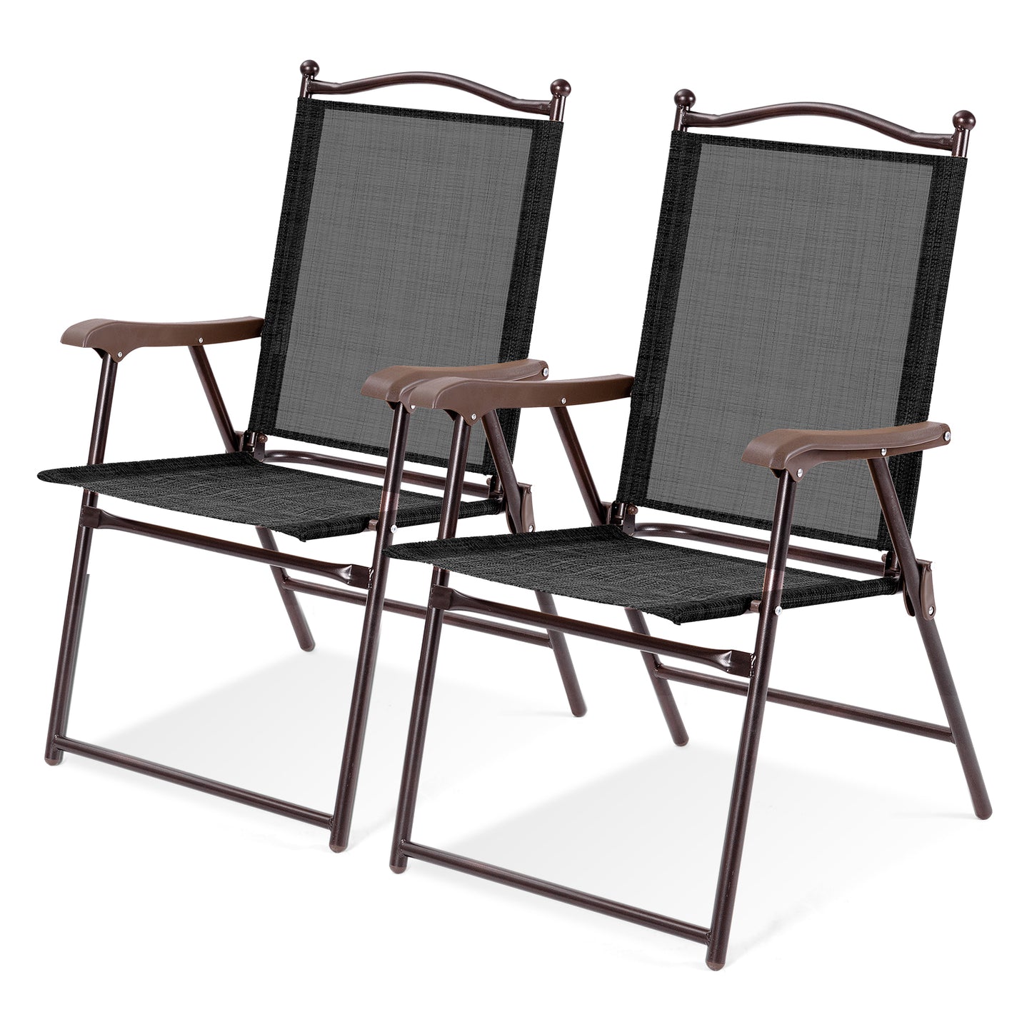 Folding Sling Back Patio Chairs Set of 2