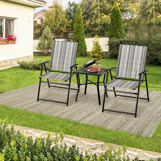 Folding Patio Dining Chairs Set of 2 - Gray Sling