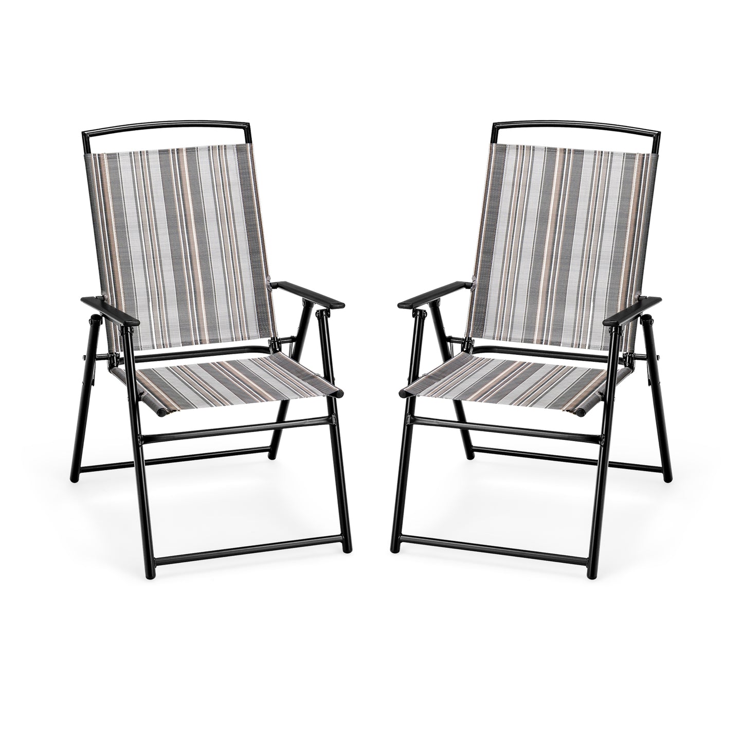 Folding Patio Dining Chairs Set of 2 - Gray Sling