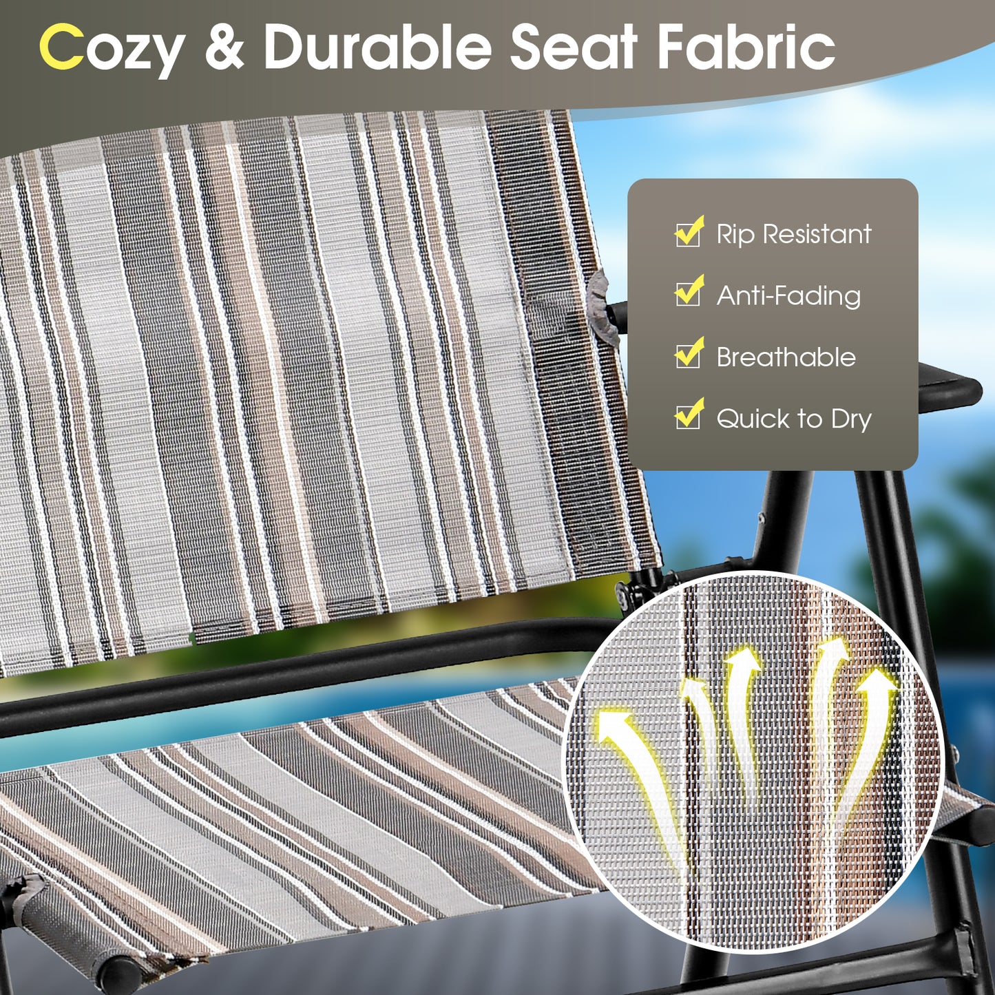 Folding Patio Dining Chairs Set of 2 - Gray Sling