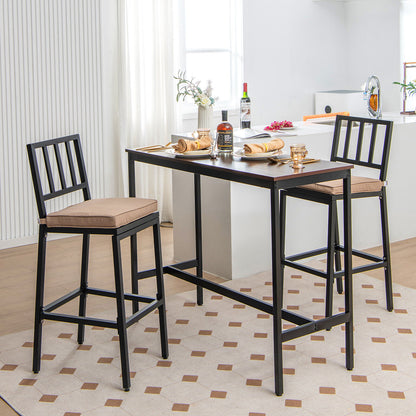 Patio Bar Chairs Set of 2 with Cushion and Footrest