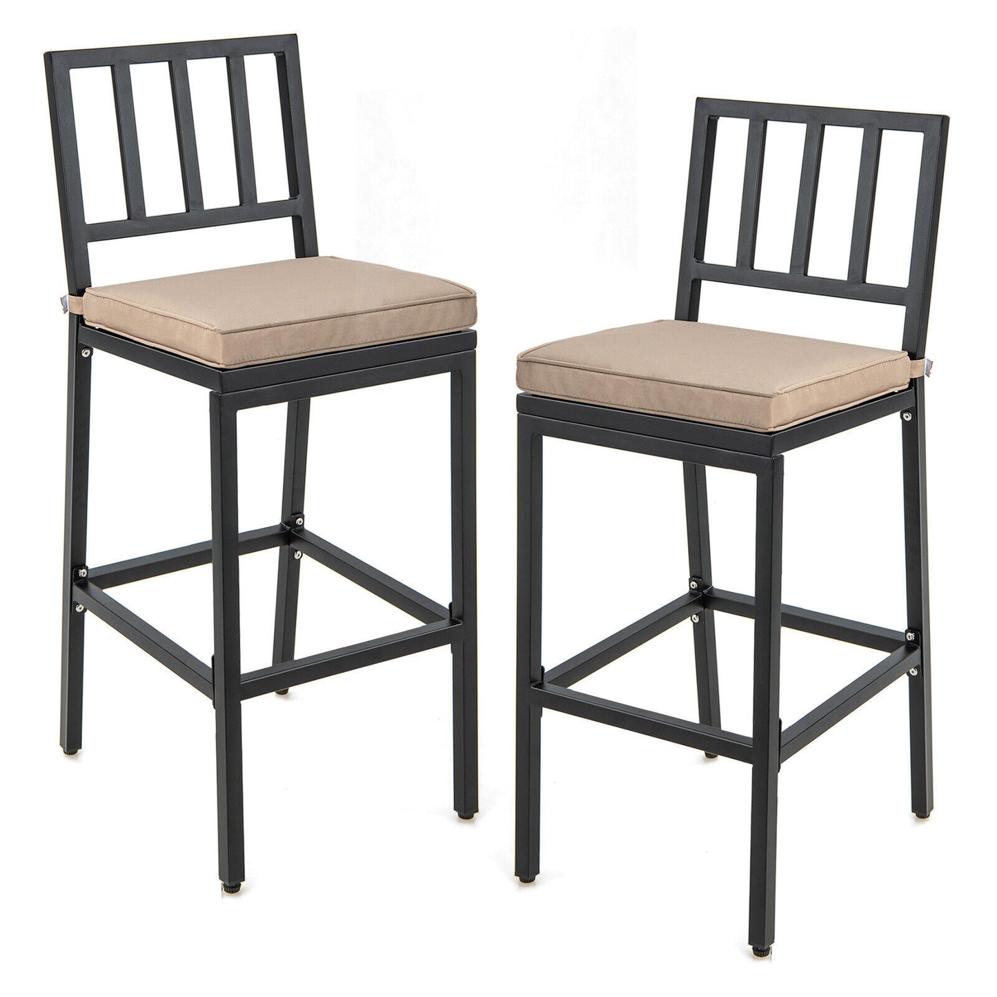 Patio Bar Chairs Set of 2 with Cushion and Footrest