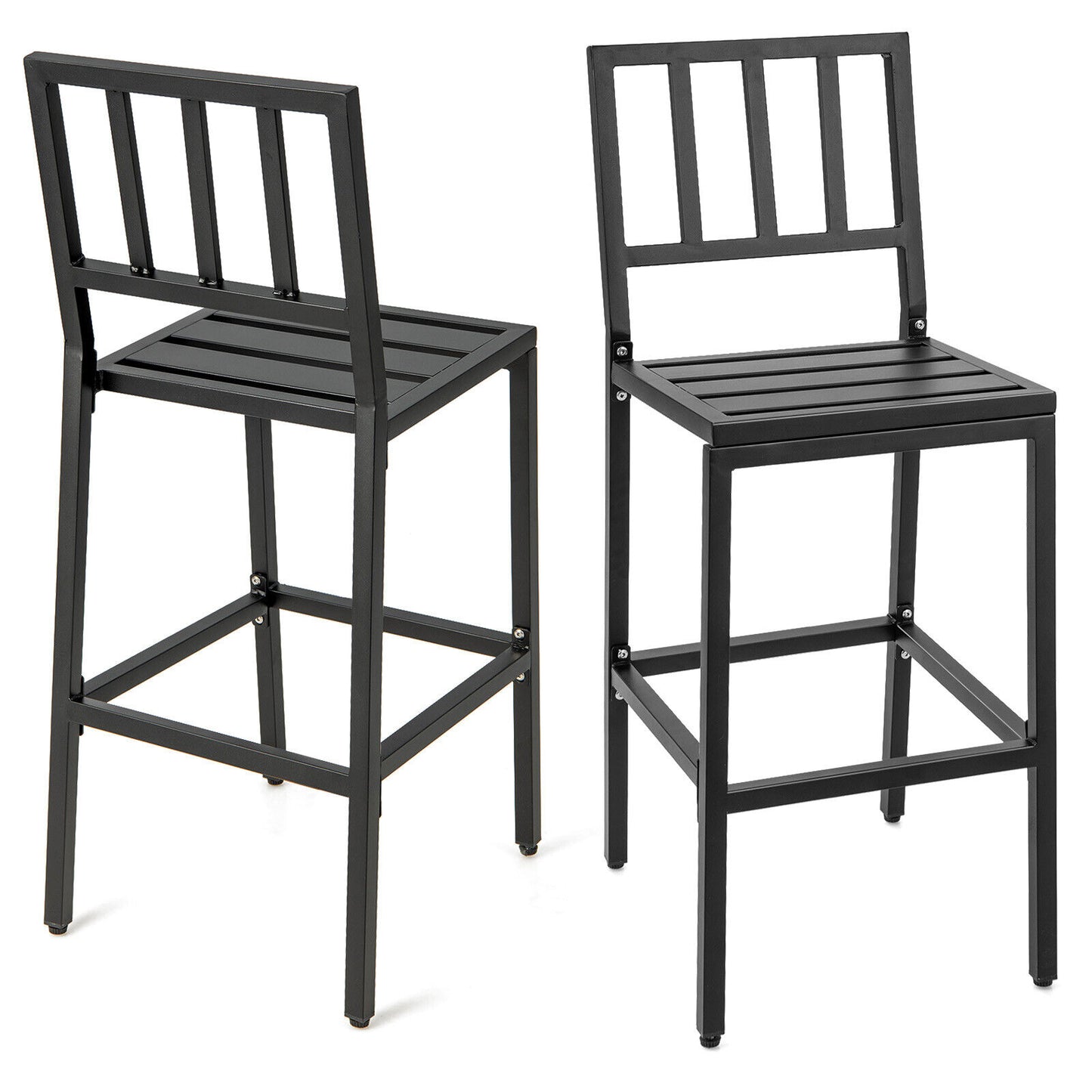 Patio Bar Chairs Set of 2 with Cushion and Footrest