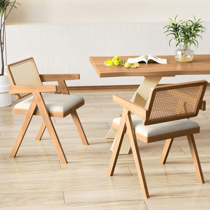 Rattan Accent Chairs Set of 2 with Padded Cushions