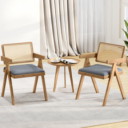 Rattan Accent Chairs Set of 2 with Padded Cushions