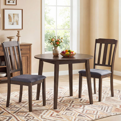 Rubber Wood Dining Chairs Set of 2 with Padded Seats