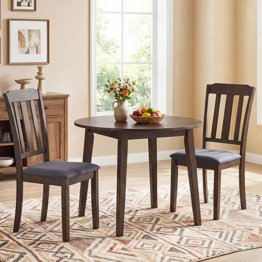 Rubber Wood Dining Chairs Set of 2 with Padded Seats